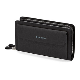 Мужской клатч из натуральной нубуковой кожи LeGRAND collection 030-2 чёрный, фото 