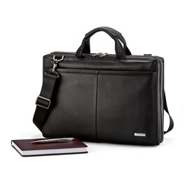 Кожаная сумка для ноутбука и документов LeGRAND collection 8190-1 чёрная, фото 