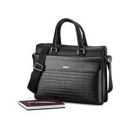Кожаная сумка для ноутбука и документов LeGRAND collection 1589-1 чёрная, фото 