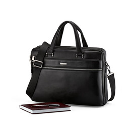 Сумка для ноутбука и документов из натуральной кожи. LeGRAND collection 407-39 чёрная, фото 
