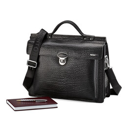 Кожаный мужской портфель Мont Blanc 8639-5 Black чёрный, Цвет: Черный, фото 