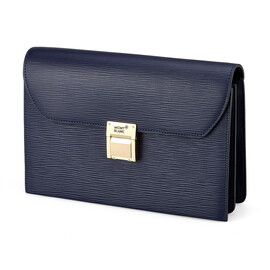 Мужская барсетка из нарезной кожи Мont Blanc 180313 Blue синяя, Цвет: Синий, фото 