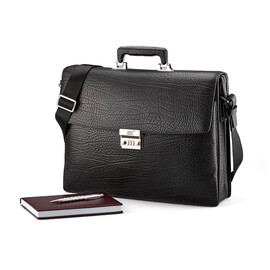 Мужской портфель из натуральной кожи Мont Blanc 8010-3A Black чёрный, Цвет: Черный, фото 