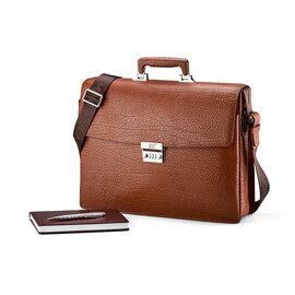 Мужской портфель из натуральной кожи Мont Blanc 8010-3A Brown рыжий, Цвет: Коричневый, фото 