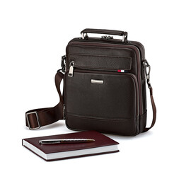 Шкіряна чоловіча сумка LeGRAND collection 9336-3 коричнева, Колір: Коричневий, фото 