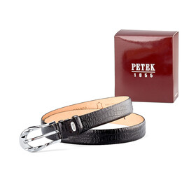 Жіночий шкіряний ремінь Petek 1855 02506702 (067-01) чорний, Колір: Чорний, фото 