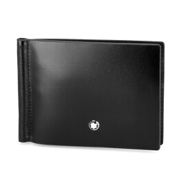 Шкіряний чоловічий затискач для грошей Мont Blanc 1130A чорний, фото 
