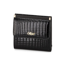 Компактний жіночий гаманець з натуральної шкіри Moro&Jenny 59058 A Black чорний, Колір: Чорний, фото 