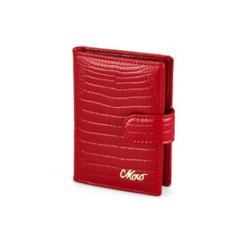 Женская визитница из натуральной кожи Moro&Jenny 59041 E Red красная, Цвет: Красный, фото 