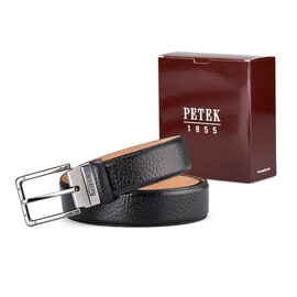 Класичний чоловічий ремінь з натуральної шкіри Petek 1855 3504611 (046-01) чорний, фото 