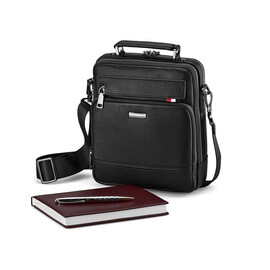 Кожаная мужская сумка LeGRAND collection 9336-3 Black чёрная, Цвет: Черный, фото 