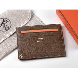 Картхолдер з натуральної шкіри Hermes 219 Grey мокко, Колір: Коричневий, Тип і фактура шкіри: зерниста, фото 