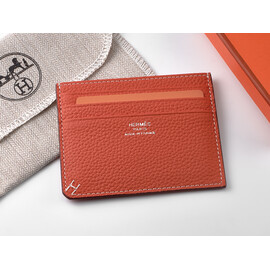 Картхолдер з натуральної шкіри Hermes 219 Orange помаранчевий, Колір: Рудий, Тип і фактура шкіри: зерниста, фото 