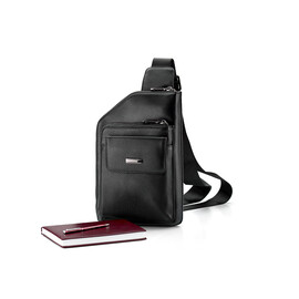 Сумка - слінг з натуральної шкіри LeGRAND collection 5601-5 чорна, фото 