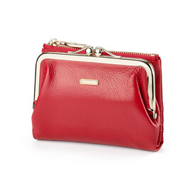 Модний жіночий шкіряний гаманець Moro&Jenny 6116 E червоний, Колір: Червоний, Тип і фактура шкіри: зерниста, фото 