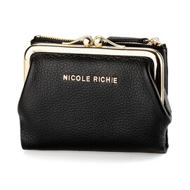 Стильный женский кожаный кошелёк Nikole Richie 1451 A чёрный, Цвет: Черный, Тип и  фактура кожи: зернистая, фото 