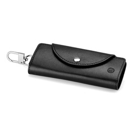 Кожаная ключница с карабином LeGRAND collection V12-000 чёрная, Цвет: Черный, Тип и  фактура кожи: гладкая, фото 