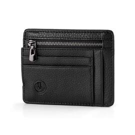 Шкіряний картхолдер - гаманець H.T. 170-5 чорний, фото 