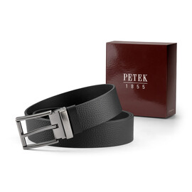 Шкіряний чоловічий ремінь в джинси Petek 1855 4025511-01 чорний, фото 