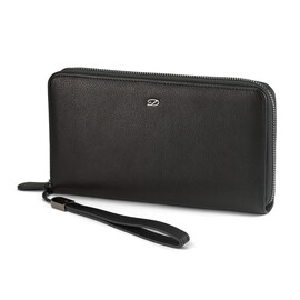 Кожаный мужской клатч на молнии S.T. Dupont 4-460 чёрный, фото 