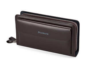 Кожаный мужской клатч LeGRAND collection 022-2 коричневый, фото 
