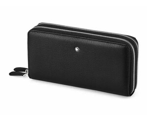 Мужской клатч – кошелек из натуральной кожи на две молнии Мont Blanc 2802 чёрный, фото 