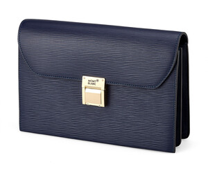 Мужская барсетка из нарезной кожи Мont Blanc 180313 Blue синяя, Цвет: Синий, фото 