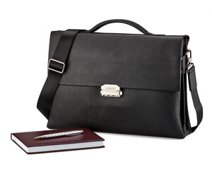 Мужской портфель из натуральной кожи LeGRAND collection 8037-1 чёрный, фото 