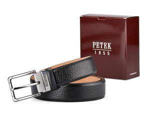Класичний чоловічий ремінь з натуральної шкіри Petek 1855 3504611 (046-01) чорний, фото 