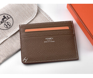 Картхолдер из натуральной кожи Hermes 219 Grey мокко, Цвет: Коричневый, Тип и  фактура кожи: зернистая, фото 