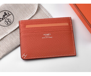 Картхолдер из натуральной кожи Hermes 219 Orange оранжевый, Цвет: Рыжий, Тип и  фактура кожи: зернистая, фото 