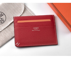 Картхолдер из натуральной кожи Hermes 219 Red красный, Цвет: Красный, Тип и  фактура кожи: зернистая, фото 