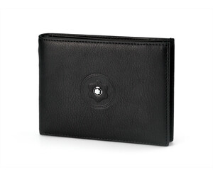 Тонкое мужское кожаное портмоне с зажимом Mont Blanc 3006 чёрный, фото 