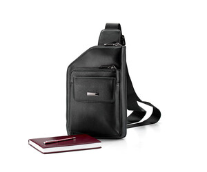 Сумка – слинг из кожи высшего сорта LeGRAND collection 5601-5 чёрная, фото 