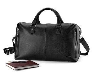 Містка дорожня сумка з натуральної шкіри LeGRAND collection 8874-3 чорна, фото 