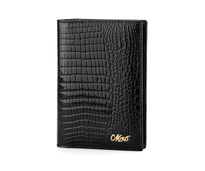 Элегантная кожаная женская обложка для паспорта Moro&Jenny 59012 A чёрная, фото 