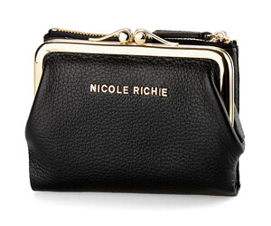 Стильный женский кожаный кошелёк Nikole Richie 1451 A чёрный, Цвет: Черный, Тип и  фактура кожи: зернистая, фото 