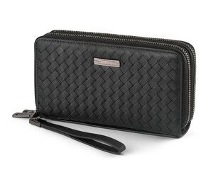 Мужской клатч – кошелек из натуральной плетеной кожи на две молнии LeGRAND collection 162-M31 чёрный, фото 