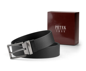 Шкіряний чоловічий ремінь в джинси Petek 1855 4025511-01 чорний, фото 