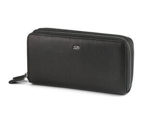 Кожаный мужской кошелек - клатч из гладкой кожи на две молнии S.T. Dupont 4-456 чёрный, фото 
