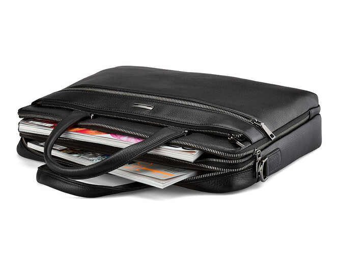 Сумка для ноутбука и документов из натуральной кожи. LeGRAND collection 407-39 чёрная, фото , изображение 2