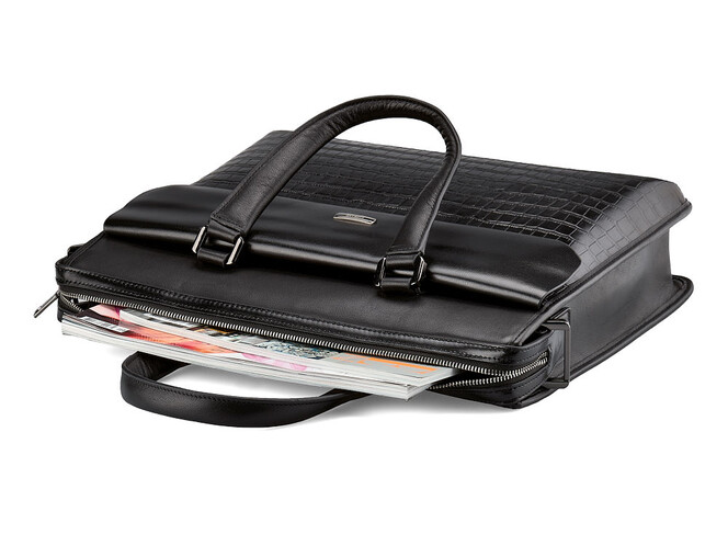 Кожаная сумка для ноутбука и документов LeGRAND collection 1589-1 чёрная, фото , изображение 2