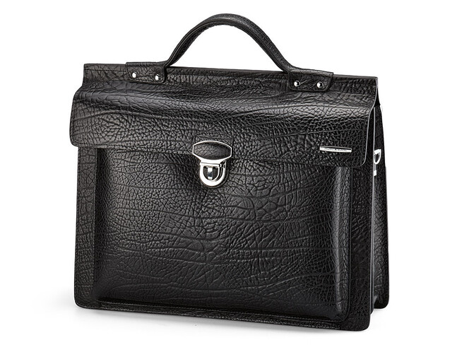 Кожаный мужской портфель Мont Blanc 8639-5 Black чёрный, Цвет: Черный, фото , изображение 3