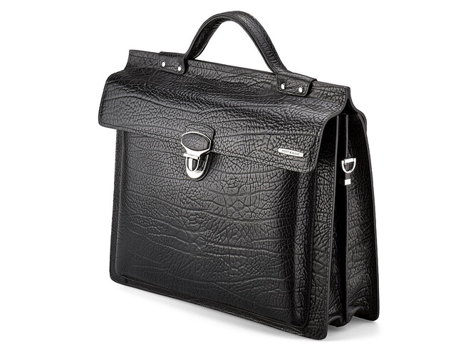 Кожаный мужской портфель Мont Blanc 8639-5 Black чёрный, Цвет: Черный, фото , изображение 4