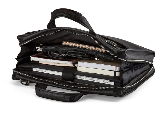 Кожаная сумка для ноутбука и документов LeGRAND collection 8190-1 чёрная, фото , изображение 3