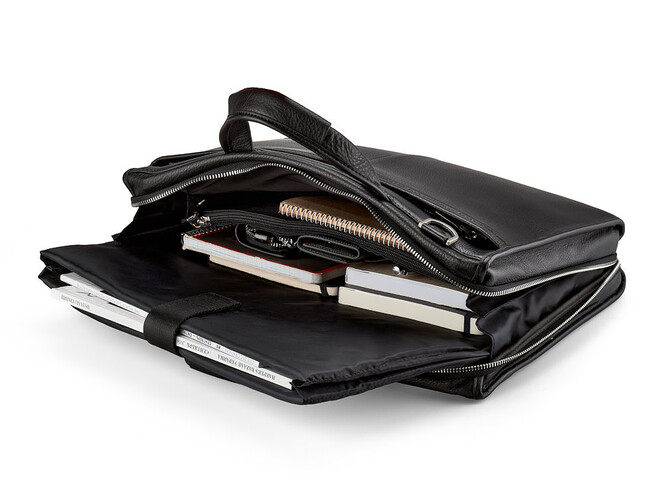 Кожаная сумка для ноутбука и документов LeGRAND collection 8190-1 чёрная, фото , изображение 2