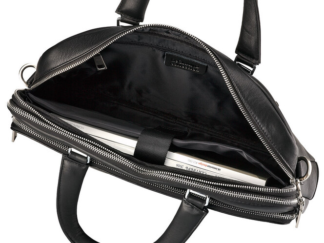 Сумка для ноутбука и документов из натуральной кожи LeGRAND collection 3506-1 чёрная, фото , изображение 6