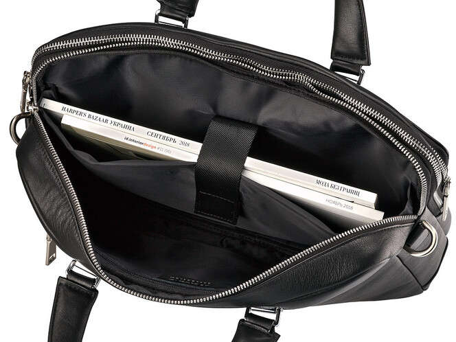 Сумка для ноутбука и документов из натуральной кожи LeGRAND collection 3506-1 чёрная, фото , изображение 7