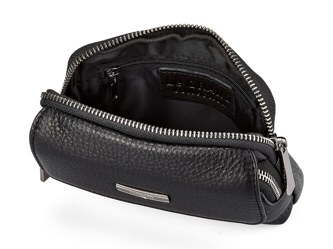 Шкіряна чоловіча сумка на пояс LeGRAND collection 407-11 чорна, фото , зображення 4