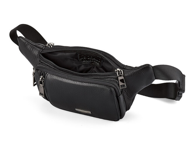 Кожаная мужская сумка - бананка LeGRAND collection 8786-34 чёрная, фото , изображение 5